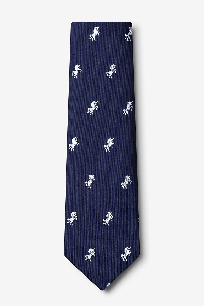 Unicorns Navy Blue Extra Long Tie Photo (1)