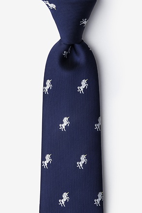 _Unicorns Navy Blue Extra Long Tie_