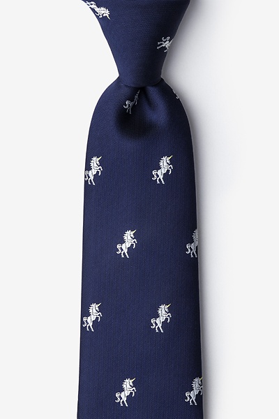 Navy Blue Microfiber Unicorns Tie