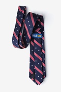 USA Stripe Navy Blue Extra Long Tie Photo (1)