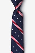 USA Stripe Navy Blue Skinny Tie Photo (0)