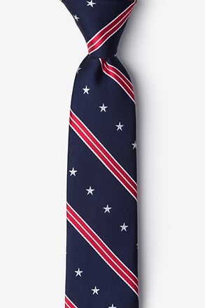 _USA Stripe Navy Blue Skinny Tie_