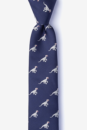 Velociraptor Navy Blue Skinny Tie