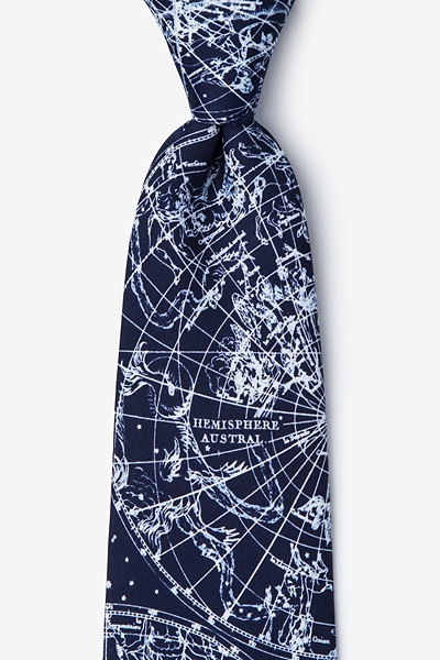 Navy Blue Microfiber Vintage Star Chart Tie
