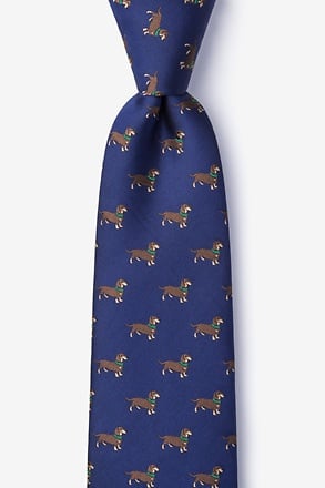 Weiner Dogs Navy Blue Extra Long Tie