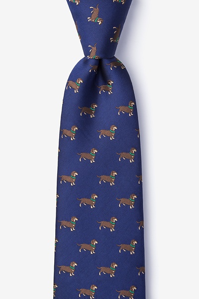 Navy Blue Microfiber Weiner Dogs Tie | Ties.com