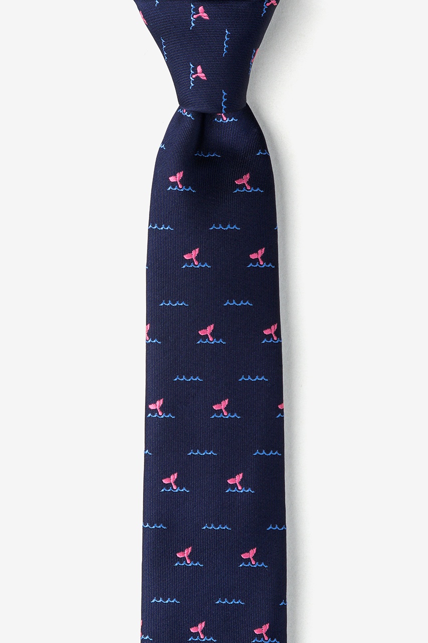 Whale Tails Navy Blue Skinny Tie Photo (0)
