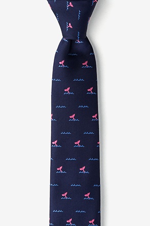 _Whale Tails Navy Blue Skinny Tie_