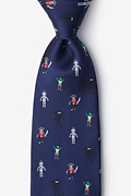 Zombie Pirate Ninja Robot Navy Blue Extra Long Tie Photo (0)