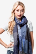Navy Blue Check Mate Scarf Photo (3)