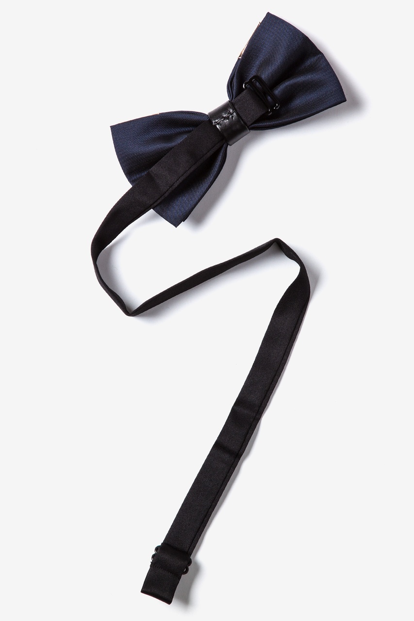Navy Blue Polyester Metal-Tipped Navy Blue Pre-Tied Bow Tie | Ties.com