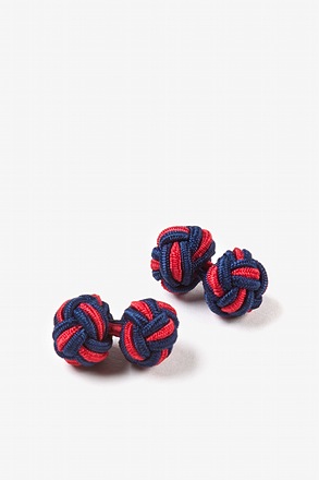 Navy & Red Knot Navy Blue Cufflinks