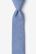 Preston Seersucker Navy Blue Skinny Tie Photo (0)