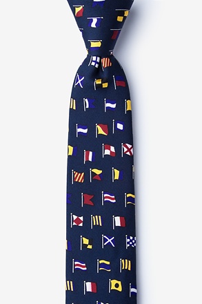 A-Z International Flags Navy Blue Skinny Tie