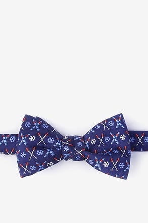 All Downhill From Here Navy Blue Self-Tie Bow Tie