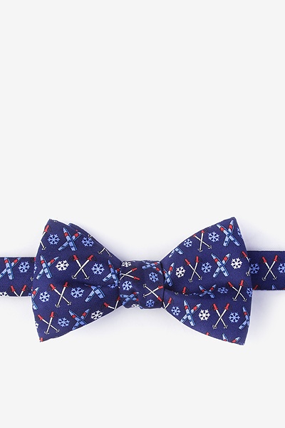 Image of Navy Blue Silk Downhill From Here Bow Tie