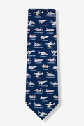 American Fighter Jets Navy Blue Tie Photo (1)