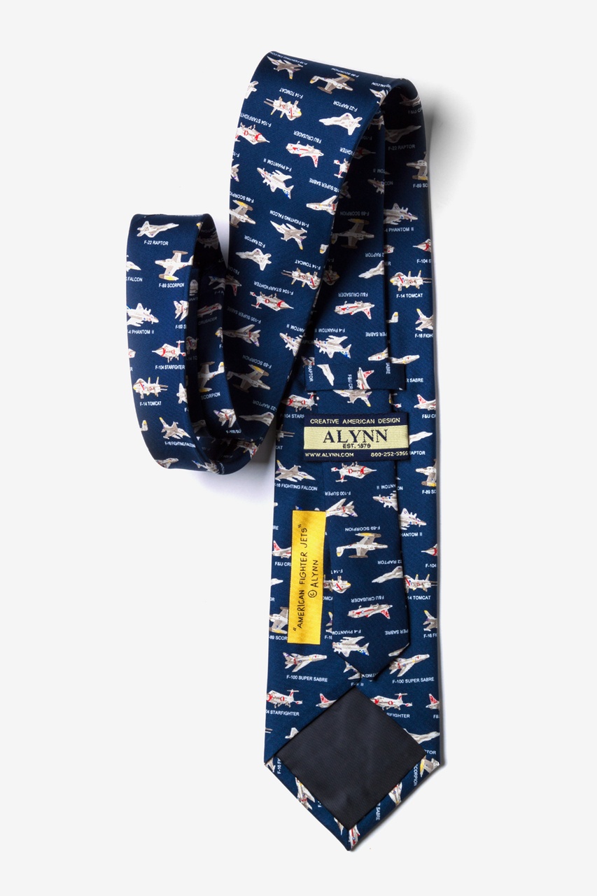 American Fighter Jets Navy Blue Tie Photo (2)