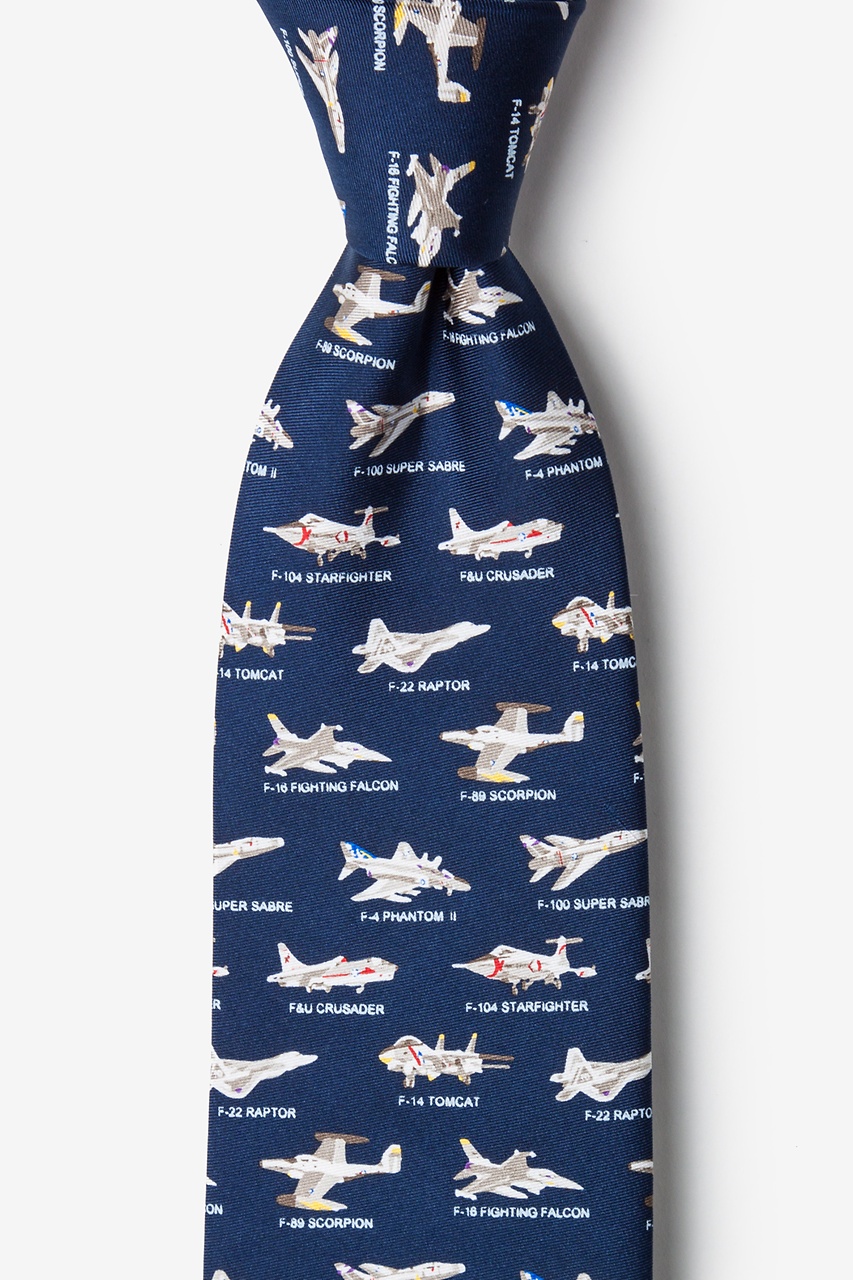 American Fighter Jets Navy Blue Tie Photo (0)