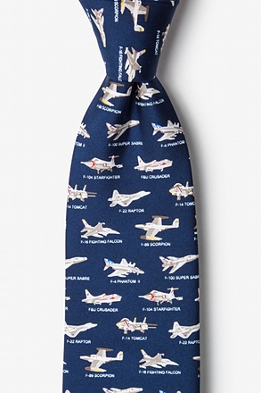 American Fighter Jets Navy Blue Tie