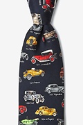 Antique Cars Navy Blue Tie Photo (0)