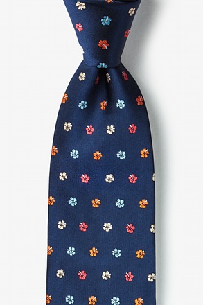 Awesome Blossoms Navy Blue Extra Long Tie