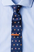 Awesome Blossoms Navy Blue Skinny Tie Photo (4)