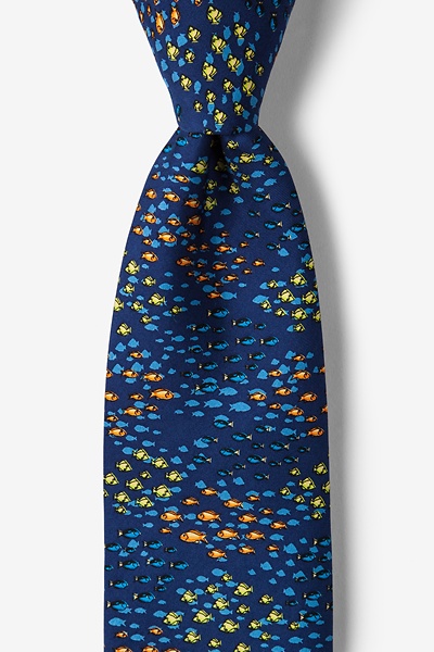Navy Blue Silk Back to School Tie