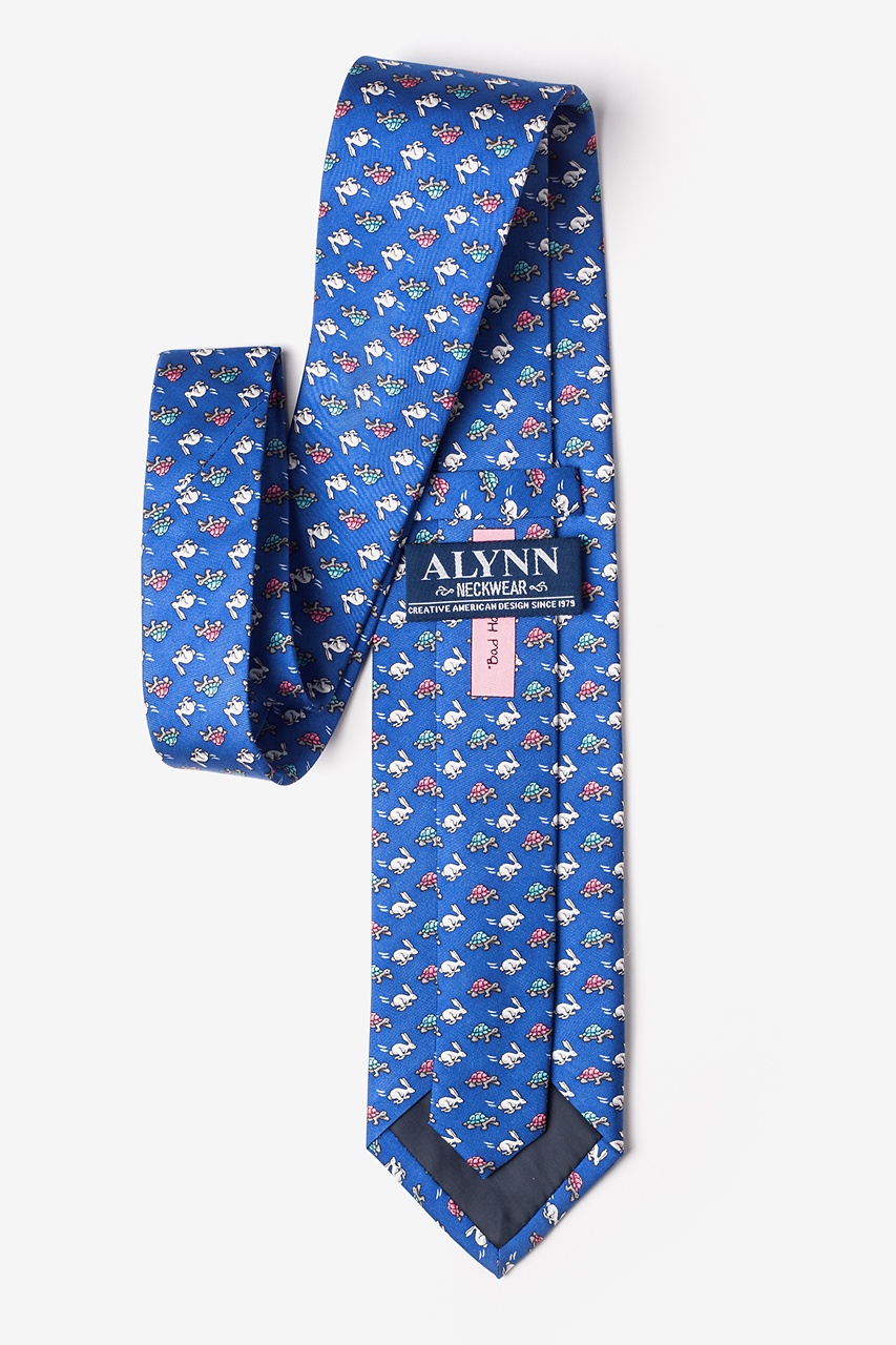 Rabbit & Tortoise Navy Blue Silk Tie | Animal Silk Neckties | Ties.com