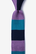 Belgian Color Block Navy Blue Knit Skinny Tie Photo (0)