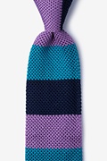 Belgian Color Block Navy Blue Knit Tie Photo (0)