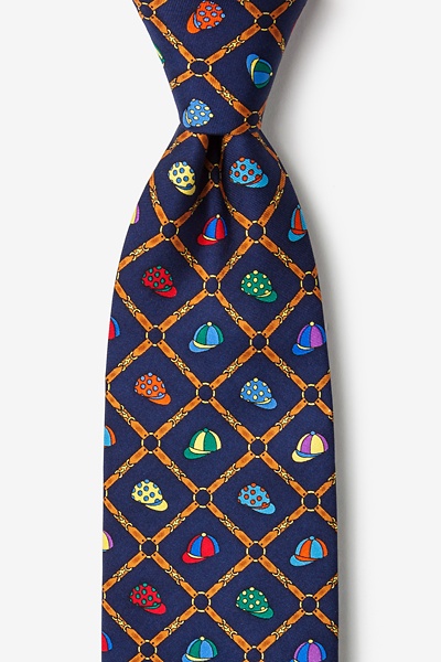 Bits & Caps Navy Blue Silk Tie | Equestrian Ties | Ties.com display picture 2