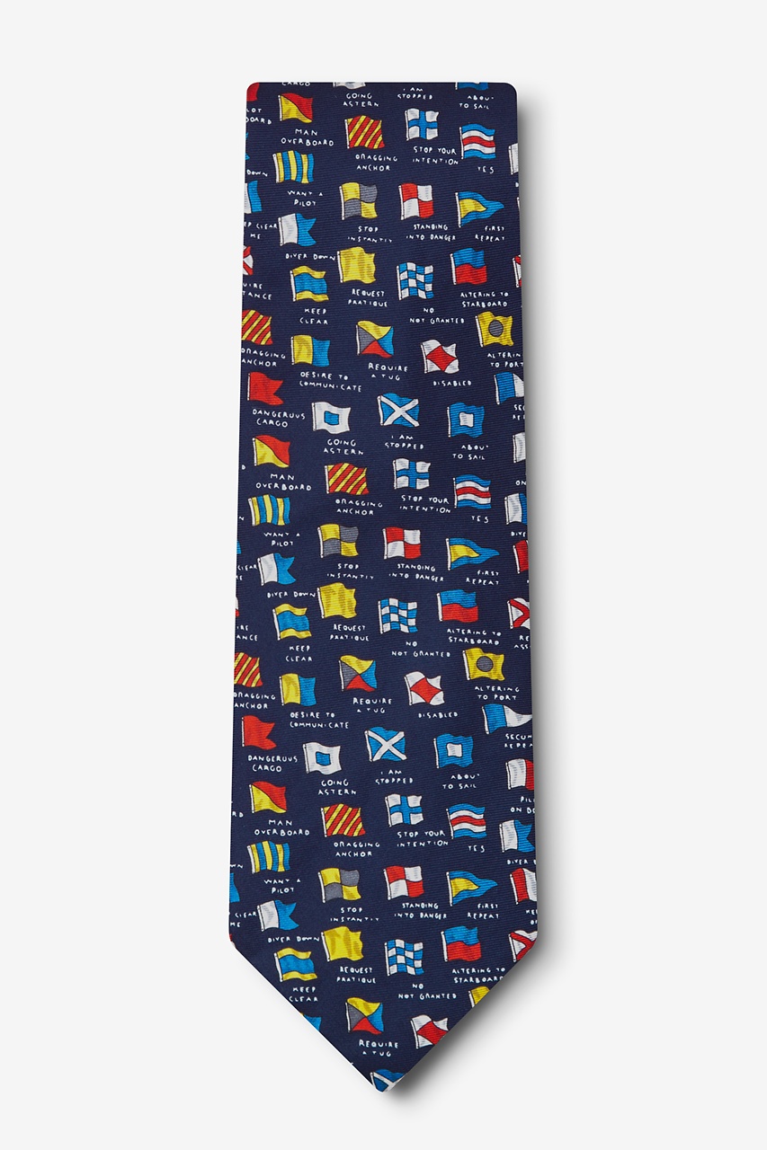 Boating Signals Navy Blue Silk Tie Nautical Neckties