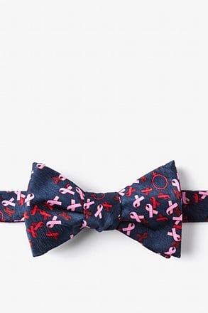 _Breast Cancer Navy Blue Self-Tie Bow Tie_