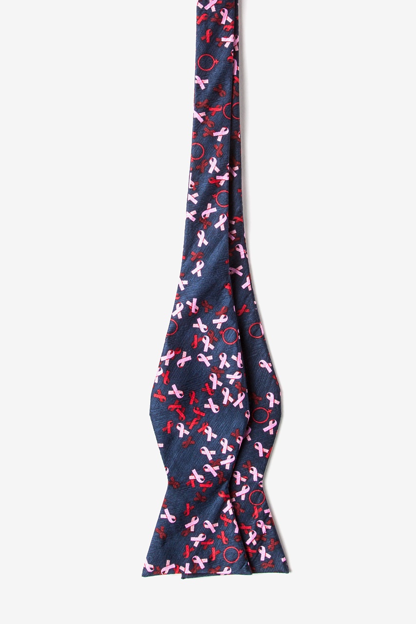 Breast Cancer Navy Blue Self-Tie Bow Tie Photo (2)