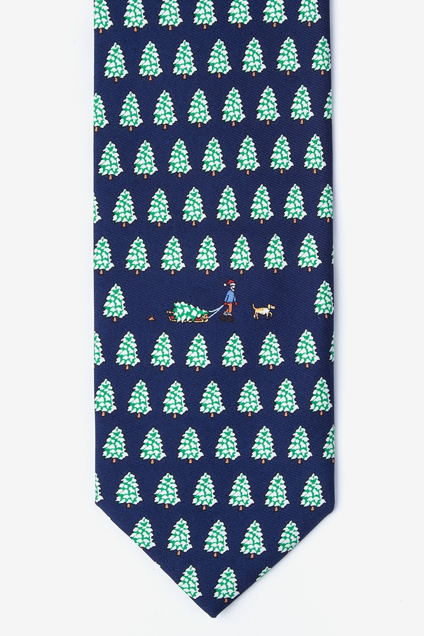 Bringing Home the Tree Navy Blue Tie Photo (0)