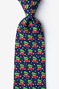 Christmas Car-ma Navy Blue Extra Long Tie Photo (0)