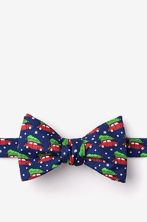 Christmas Car-ma Navy Blue Self-Tie Bow Tie