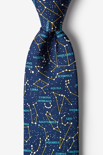 Navy Blue Silk Connect the Dots Tie