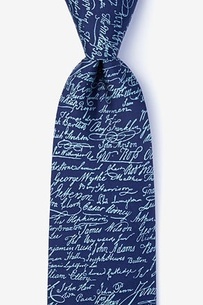 Declaration Signers Navy Blue Extra Long Tie