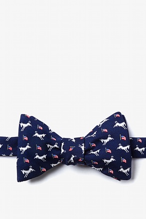 Democratic Donkeys Navy Blue Self-Tie Bow Tie