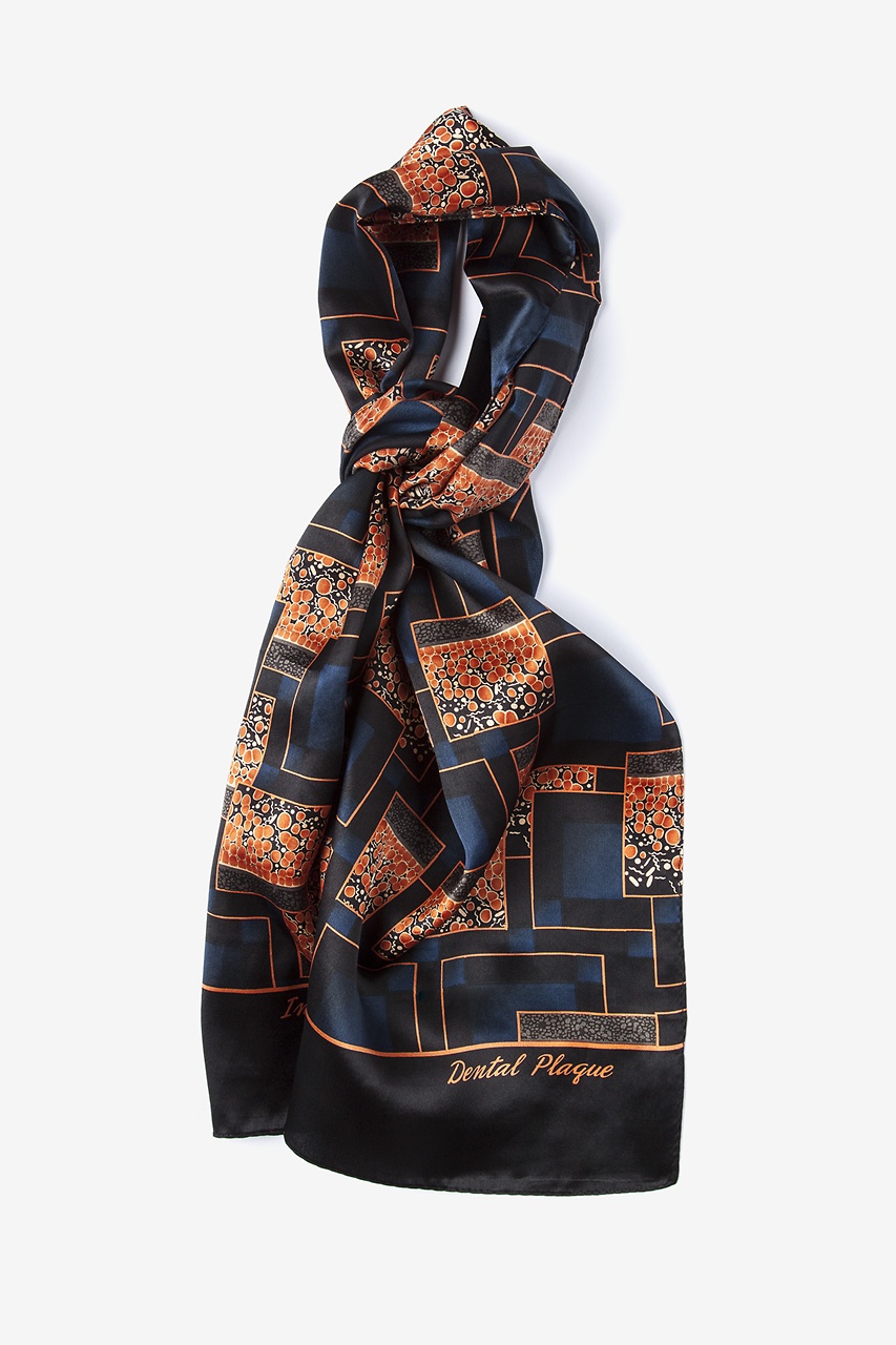 Navy Blue Silk Dental Plaque Oblong Scarf | Ties.com