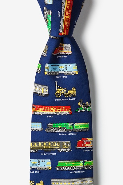 Navy Blue Silk Derailed Tie