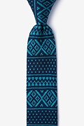 Fair Isle Navy Blue Knit Skinny Tie Photo (0)