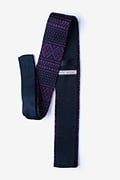 Fair Isle Navy Blue Knit Skinny Tie Photo (1)