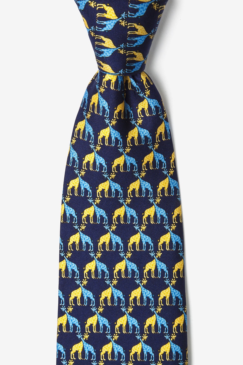 Giraffes Navy Blue Tie Photo (0)