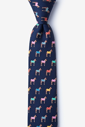 Horse Navy Blue Skinny Tie