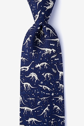 _I Dig Fossils Navy Blue Tie_