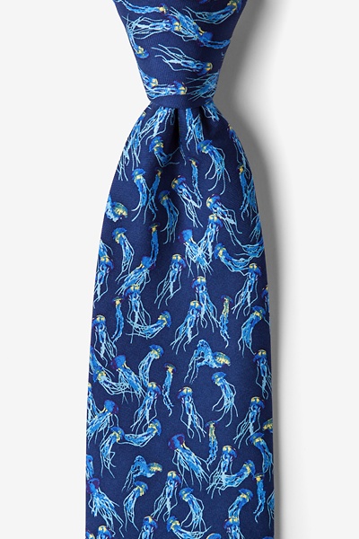 Navy Blue Silk Jellyfish Tie