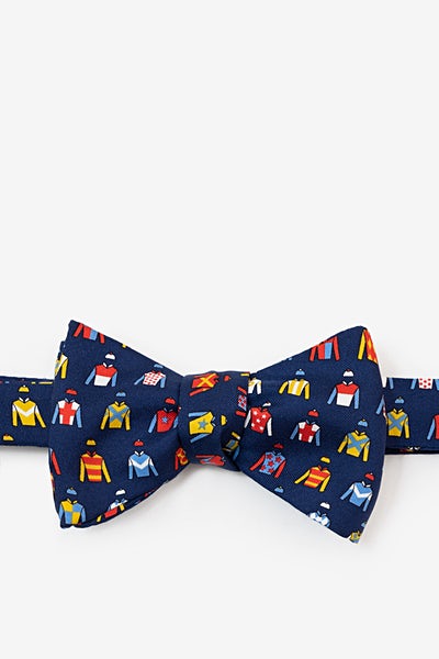Navy Blue Silk Jockey Chic Self-Tie Bow Tie